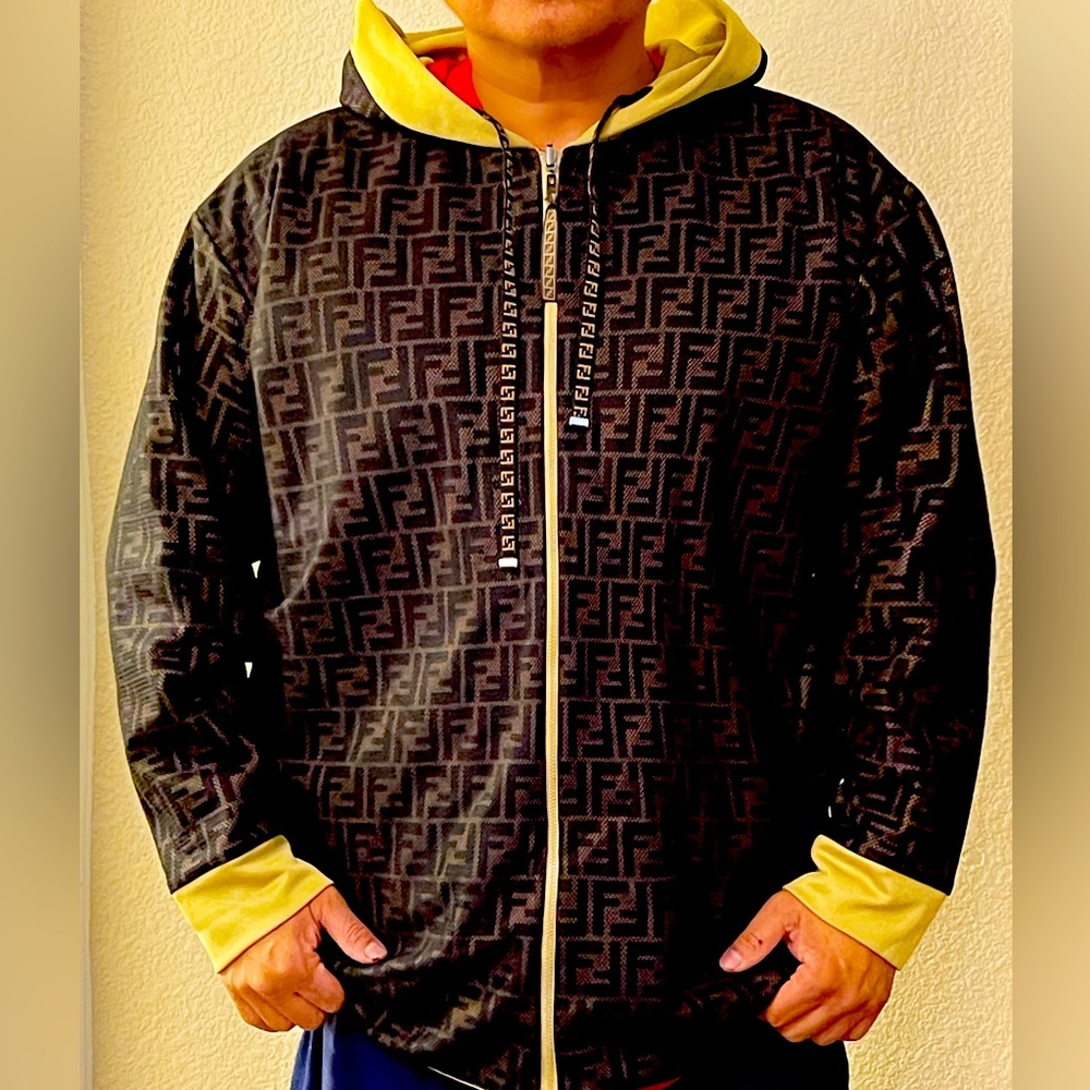 Fendi Zucca FF monogram print reversible hoodie jacket brown ROMA ITALY (Unisex)